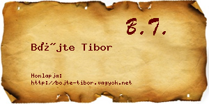 Böjte Tibor névjegykártya